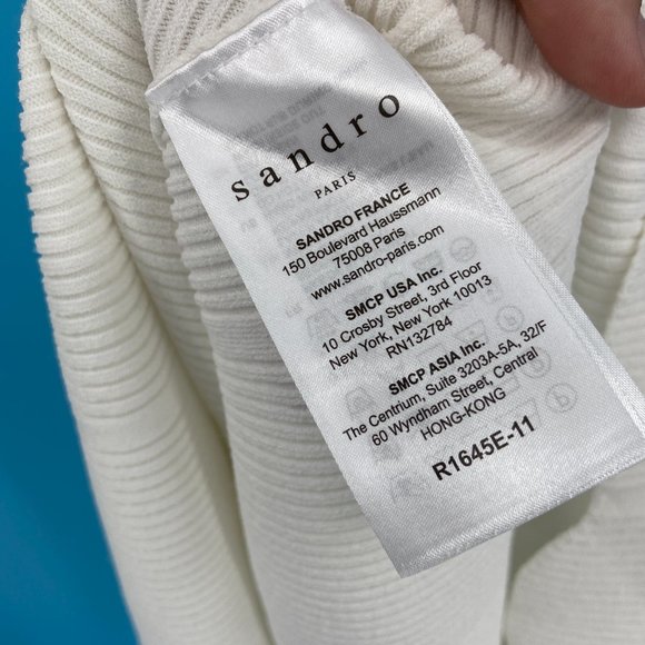 SANDRO White Bluan Knit Midi Dress - Picture 5 of 10